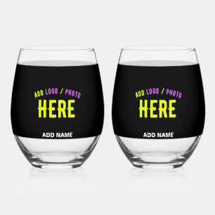 STYLISH MODERN CUSTOMIZABLE BLACK VERIFIED BRANDED STEMLESS WINE GLASS