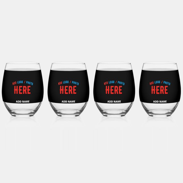 STYLISH MODERN CUSTOMIZABLE BLACK VERIFIED BRANDED STEMLESS WINE GLASS (Front)