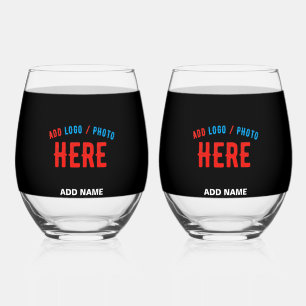 STYLISH MODERN CUSTOMIZABLE BLACK VERIFIED BRANDED STEMLESS WINE GLASS