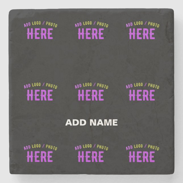 STYLISH MODERN CUSTOMIZABLE BLACK VERIFIED BRANDED STONE COASTER (Front)