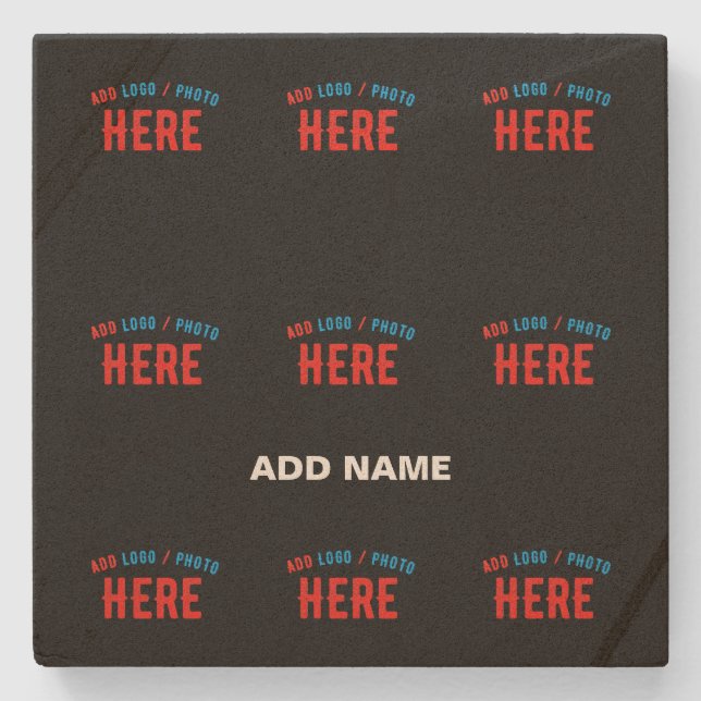 STYLISH MODERN CUSTOMIZABLE BLACK VERIFIED BRANDED STONE COASTER (Front)