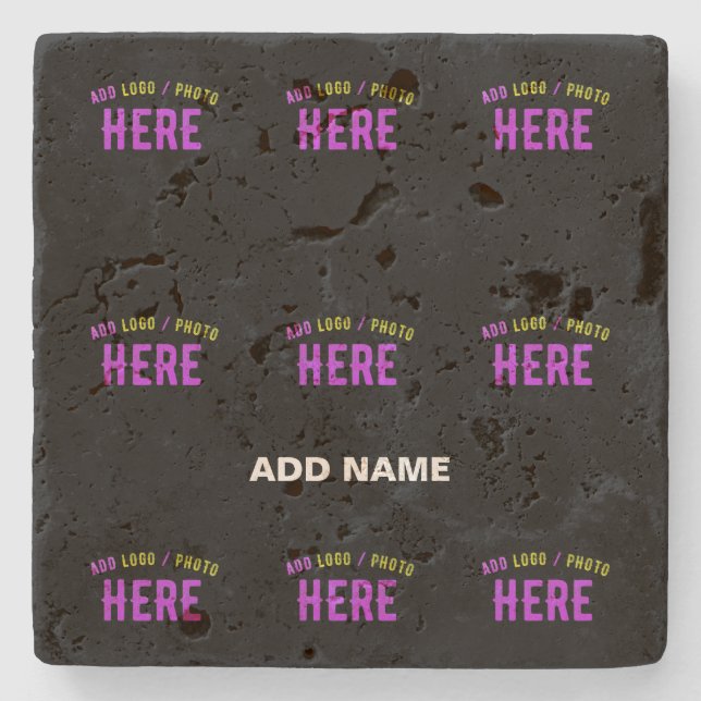 STYLISH MODERN CUSTOMIZABLE BLACK VERIFIED BRANDED STONE COASTER (Front)