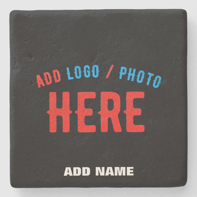 STYLISH MODERN CUSTOMIZABLE BLACK VERIFIED BRANDED STONE COASTER (Front)