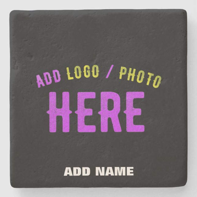 STYLISH MODERN CUSTOMIZABLE BLACK VERIFIED BRANDED STONE COASTER (Front)