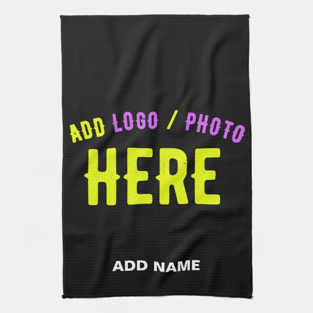 STYLISH MODERN CUSTOMIZABLE BLACK VERIFIED BRANDED TEA TOWEL (Vertical)