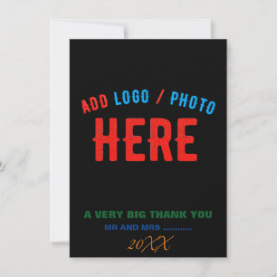STYLISH MODERN CUSTOMIZABLE BLACK VERIFIED BRANDED THANK YOU CARD