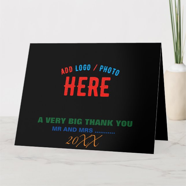 STYLISH MODERN CUSTOMIZABLE BLACK VERIFIED BRANDED THANK YOU CARD (Front)
