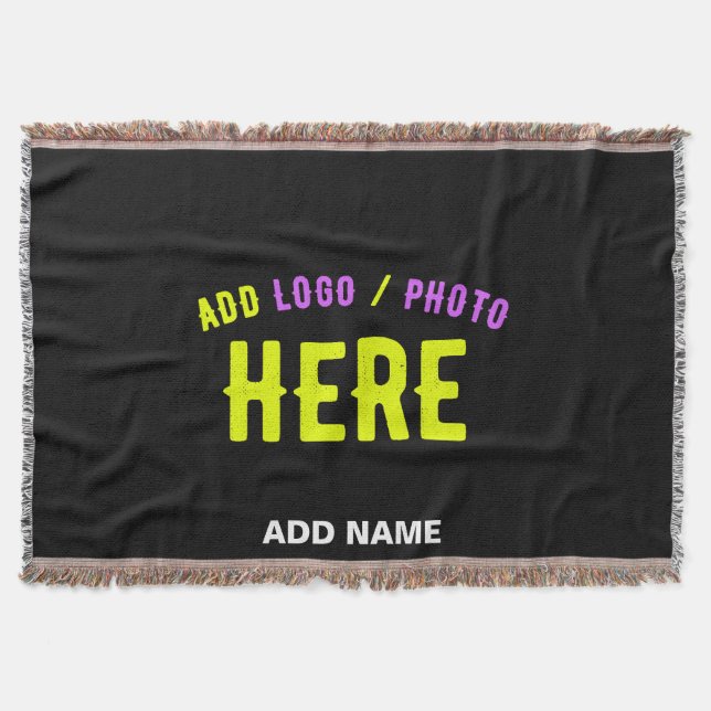 STYLISH MODERN CUSTOMIZABLE BLACK VERIFIED BRANDED THROW BLANKET (Front)