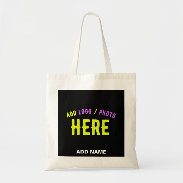 STYLISH MODERN CUSTOMIZABLE BLACK VERIFIED BRANDED TOTE BAG (Front)