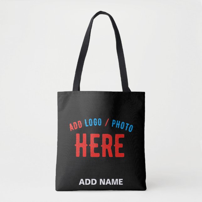 STYLISH MODERN CUSTOMIZABLE BLACK VERIFIED BRANDED TOTE BAG (Front)