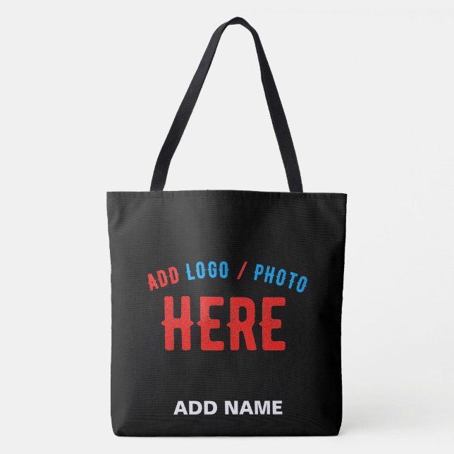 STYLISH MODERN CUSTOMIZABLE BLACK VERIFIED BRANDED TOTE BAG (Front)