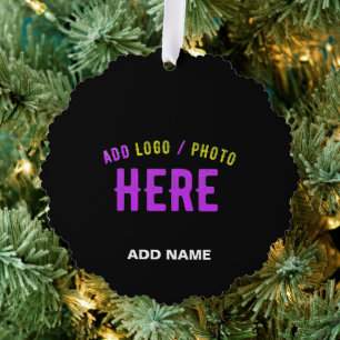 STYLISH MODERN CUSTOMIZABLE BLACK VERIFIED BRANDED TREE DECORATION CARD