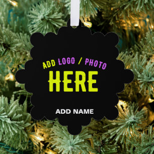 STYLISH MODERN CUSTOMIZABLE BLACK VERIFIED BRANDED TREE DECORATION CARD