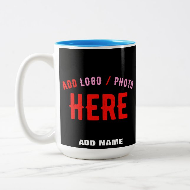 STYLISH MODERN CUSTOMIZABLE BLACK VERIFIED BRANDED Two-Tone COFFEE MUG (Left)