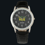 STYLISH MODERN CUSTOMIZABLE BLACK VERIFIED BRANDED WATCH<br><div class="desc">THIS IS A DESIGN FITTING FOR EVERYONE.YOU CAN CHANGE, RESIZE OR ADD LOGO, PHOTO, TEXT AND COLOURS THE WAY YOU LIKE.THANK YOU.</div>