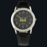 STYLISH MODERN CUSTOMIZABLE BLACK VERIFIED BRANDED WATCH<br><div class="desc">THIS IS A DESIGN FITTING FOR EVERYONE.YOU CAN CHANGE, RESIZE OR ADD LOGO, PHOTO, TEXT AND COLOURS THE WAY YOU LIKE.THANK YOU.</div>