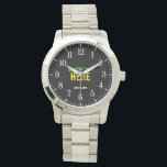 STYLISH MODERN CUSTOMIZABLE BLACK VERIFIED BRANDED WATCH<br><div class="desc">THIS IS A DESIGN FITTING FOR EVERYONE.YOU CAN CHANGE, RESIZE OR ADD LOGO, PHOTO, TEXT AND COLOURS THE WAY YOU LIKE.THANK YOU.</div>