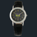 STYLISH MODERN CUSTOMIZABLE BLACK VERIFIED BRANDED WATCH<br><div class="desc">THIS IS A DESIGN FITTING FOR EVERYONE.YOU CAN CHANGE, RESIZE OR ADD LOGO, PHOTO, TEXT AND COLOURS THE WAY YOU LIKE.THANK YOU.</div>