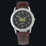 STYLISH MODERN CUSTOMIZABLE BLACK VERIFIED BRANDED WATCH<br><div class="desc">THIS IS A DESIGN FITTING FOR EVERYONE.YOU CAN CHANGE, RESIZE OR ADD LOGO, PHOTO, TEXT AND COLOURS THE WAY YOU LIKE.THANK YOU.</div>