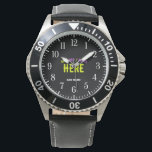 STYLISH MODERN CUSTOMIZABLE BLACK VERIFIED BRANDED WATCH<br><div class="desc">THIS IS A DESIGN FITTING FOR EVERYONE.YOU CAN CHANGE, RESIZE OR ADD LOGO, PHOTO, TEXT AND COLOURS THE WAY YOU LIKE.THANK YOU.</div>