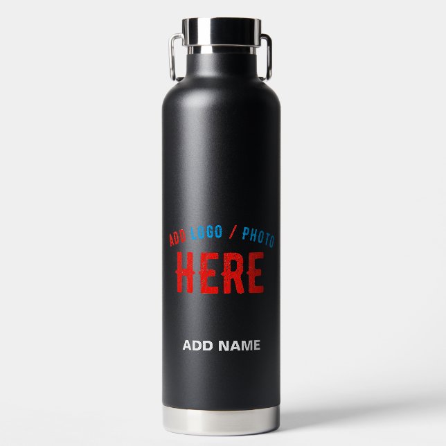 STYLISH MODERN CUSTOMIZABLE BLACK VERIFIED BRANDED WATER BOTTLE (Front)