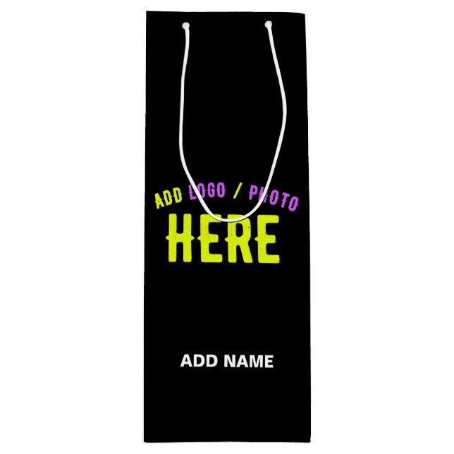 STYLISH MODERN CUSTOMIZABLE BLACK VERIFIED BRANDED WINE GIFT BAG (Front)