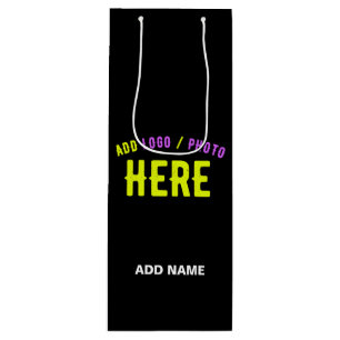 STYLISH MODERN CUSTOMIZABLE BLACK VERIFIED BRANDED WINE GIFT BAG