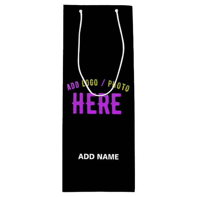 STYLISH MODERN CUSTOMIZABLE BLACK VERIFIED BRANDED WINE GIFT BAG (Front)