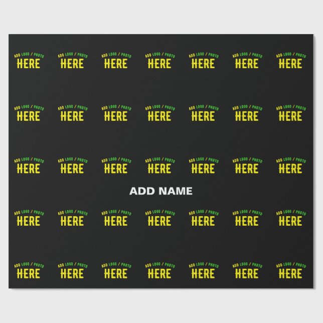 STYLISH MODERN CUSTOMIZABLE BLACK VERIFIED BRANDED WRAPPING PAPER (Flat)