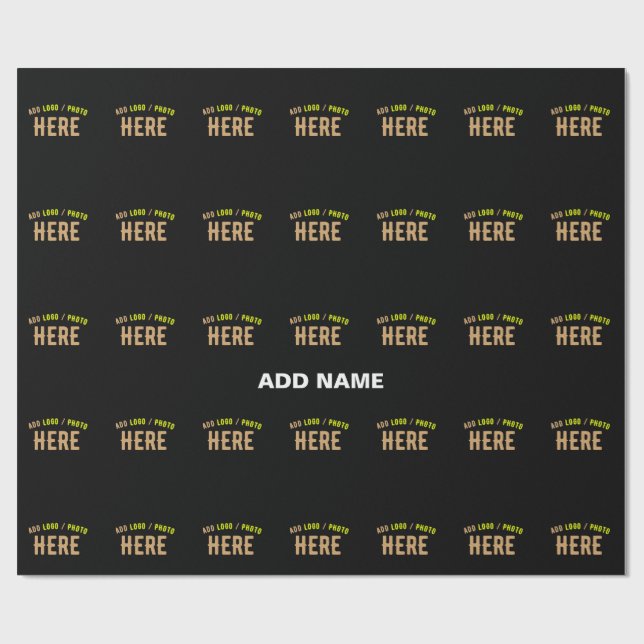 STYLISH MODERN CUSTOMIZABLE BLACK VERIFIED BRANDED WRAPPING PAPER (Flat)