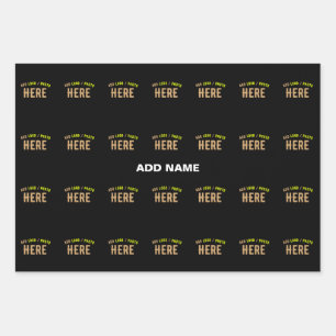 STYLISH MODERN CUSTOMIZABLE BLACK VERIFIED BRANDED WRAPPING PAPER SHEET