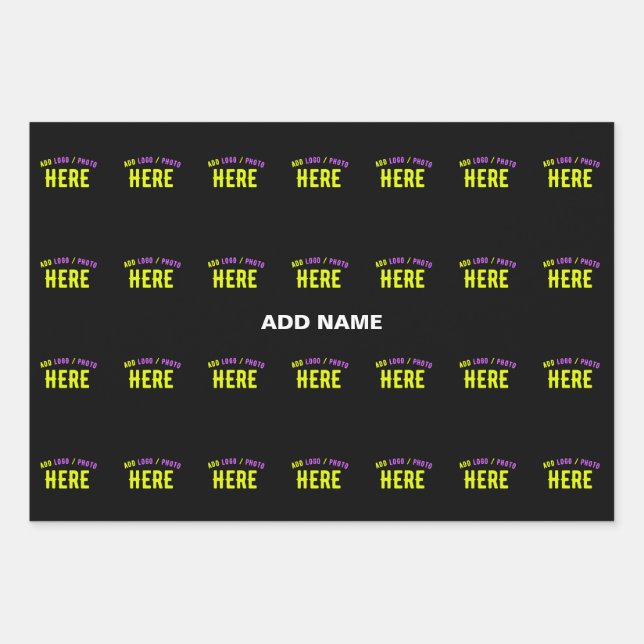STYLISH MODERN CUSTOMIZABLE BLACK VERIFIED BRANDED WRAPPING PAPER SHEET (Front)