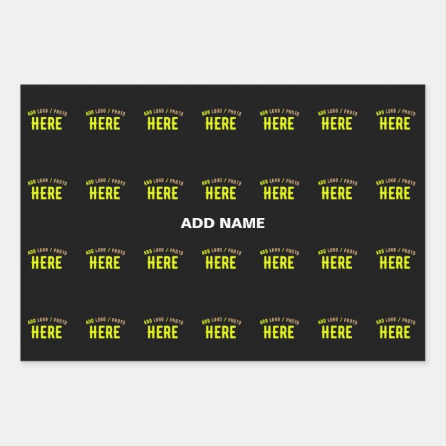 STYLISH MODERN CUSTOMIZABLE BLACK VERIFIED BRANDED WRAPPING PAPER SHEET (Front)