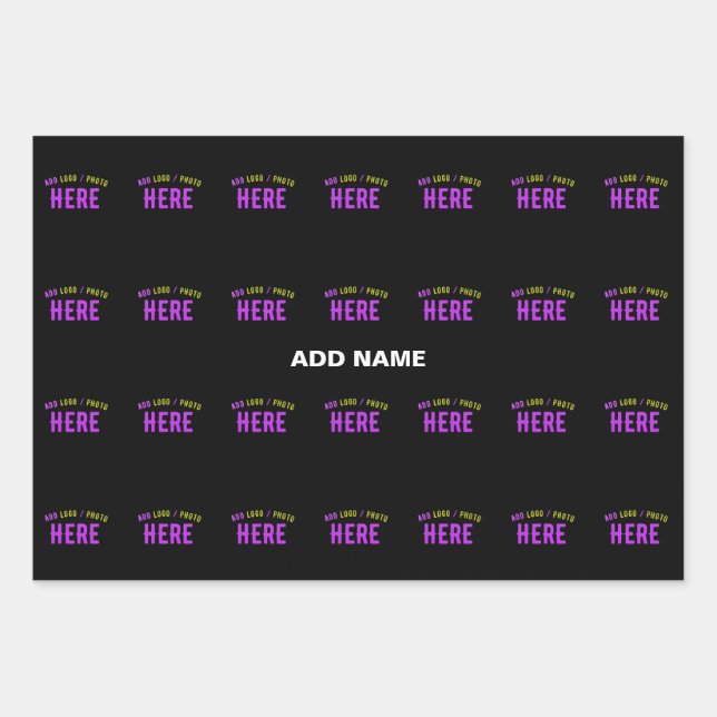 STYLISH MODERN CUSTOMIZABLE BLACK VERIFIED BRANDED WRAPPING PAPER SHEET (Front)