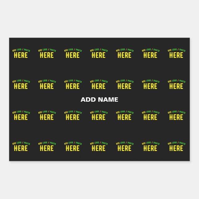 STYLISH MODERN CUSTOMIZABLE BLACK VERIFIED BRANDED WRAPPING PAPER SHEET (Front)