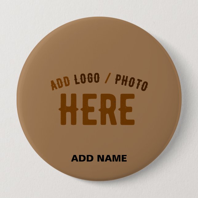 STYLISH MODERN CUSTOMIZABLE BROWN VERIFIED BRANDED 10 CM ROUND BADGE (Front)