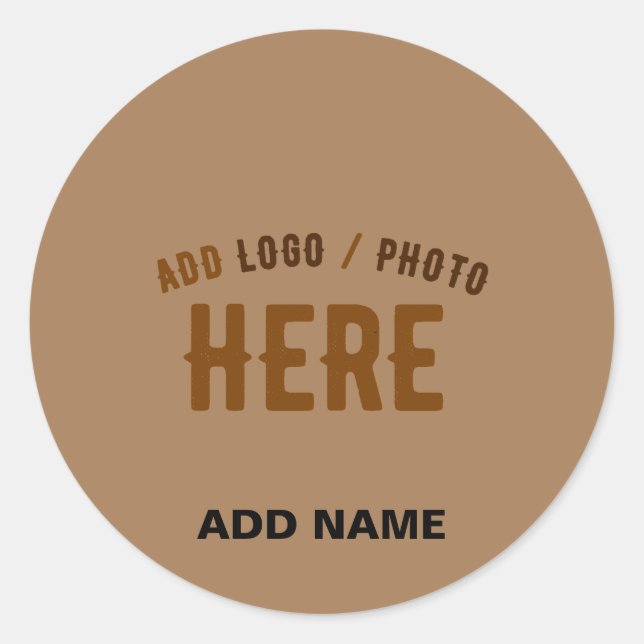 STYLISH MODERN CUSTOMIZABLE BROWN VERIFIED BRANDED CLASSIC ROUND STICKER (Front)