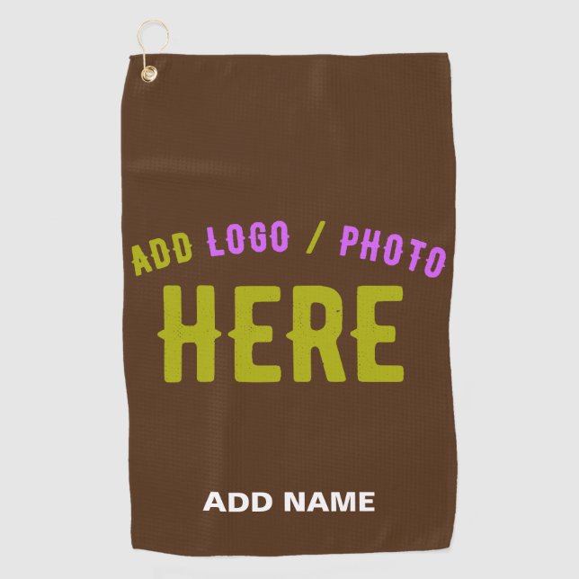 STYLISH MODERN CUSTOMIZABLE BROWN VERIFIED BRANDED GOLF TOWEL (Front)