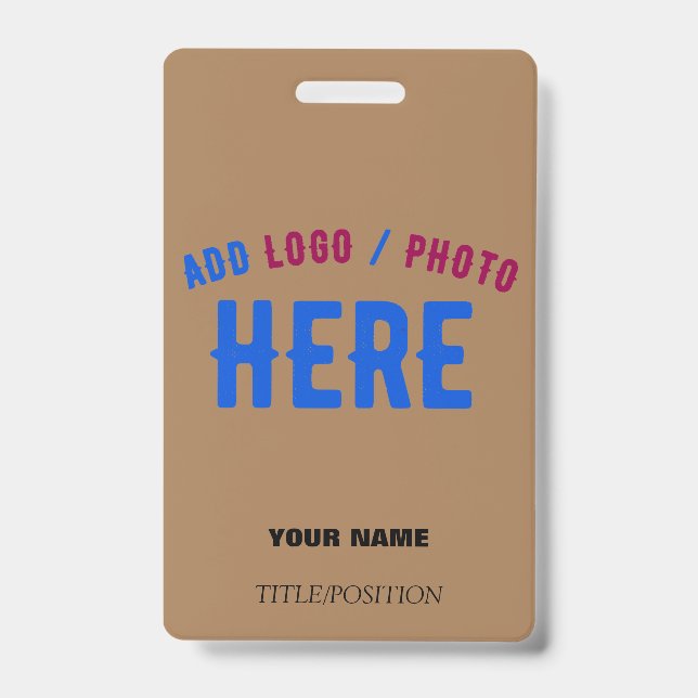 STYLISH MODERN CUSTOMIZABLE BROWN VERIFIED BRANDED ID BADGE (Front)