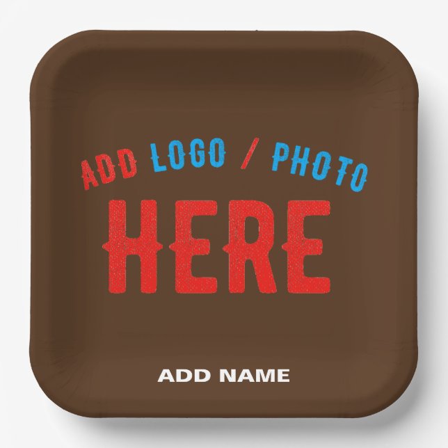 STYLISH MODERN CUSTOMIZABLE BROWN VERIFIED BRANDED PAPER PLATE (Front)