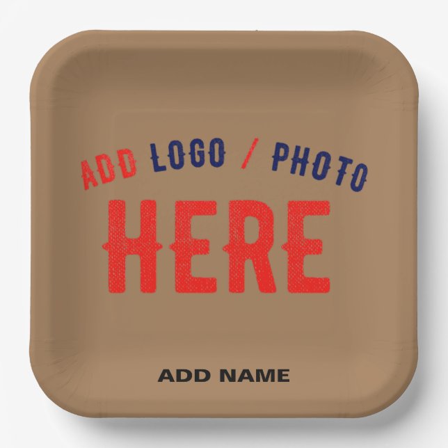 STYLISH MODERN CUSTOMIZABLE BROWN VERIFIED BRANDED PAPER PLATE (Front)
