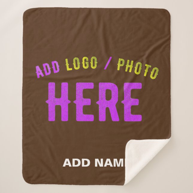 STYLISH MODERN CUSTOMIZABLE BROWN VERIFIED BRANDED SHERPA BLANKET (Front)