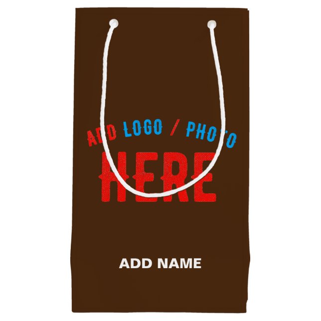 STYLISH MODERN CUSTOMIZABLE BROWN VERIFIED BRANDED SMALL GIFT BAG (Front)