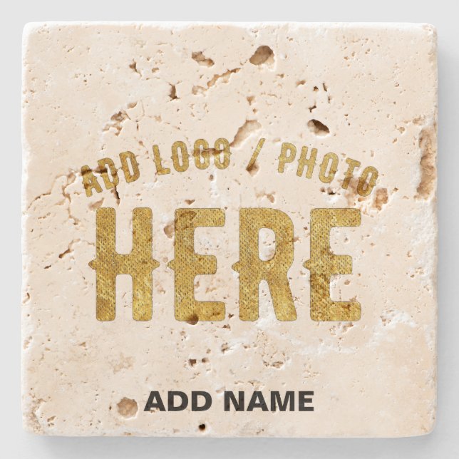 STYLISH MODERN CUSTOMIZABLE BROWN VERIFIED BRANDED STONE COASTER (Front)