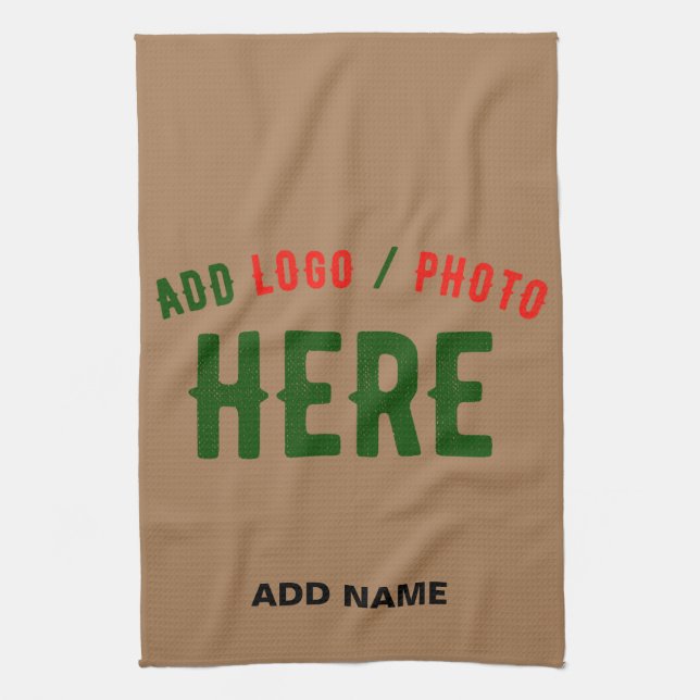 STYLISH MODERN CUSTOMIZABLE BROWN VERIFIED BRANDED TEA TOWEL (Vertical)