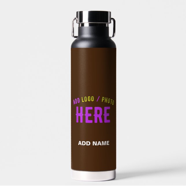 STYLISH MODERN CUSTOMIZABLE BROWN VERIFIED BRANDED WATER BOTTLE (Front)