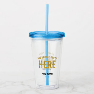 STYLISH MODERN CUSTOMIZABLE CLEAR VERIFIED BRANDED ACRYLIC TUMBLER