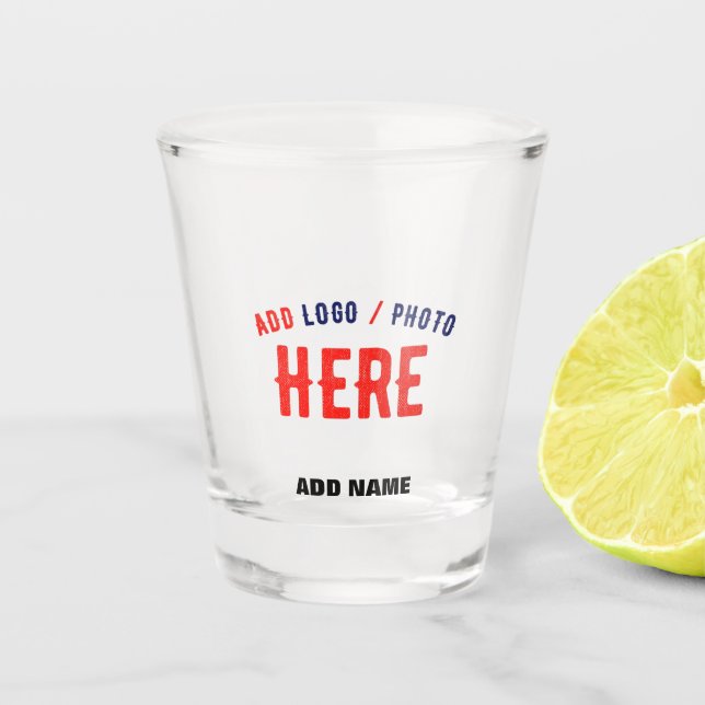 STYLISH MODERN CUSTOMIZABLE CLEAR VERIFIED BRANDED SHOT GLASS (Front)