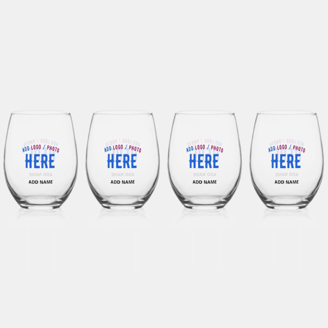 STYLISH MODERN CUSTOMIZABLE CLEAR VERIFIED BRANDED STEMLESS WINE GLASS (Front)