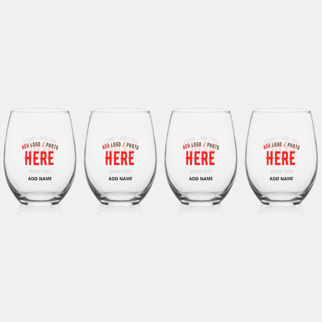 STYLISH MODERN CUSTOMIZABLE CLEAR VERIFIED BRANDED STEMLESS WINE GLASS (Front)